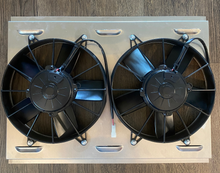 Load image into Gallery viewer, Radiator &amp; Dual Fan set up for Chevy 5.7 Engine installed in Land Rover Defender 90/110/130
